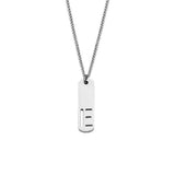 Stainless Steel Letter Rectangle Band Smooth Pendant Necklace Silver 21.65 in N91