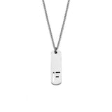 Stainless Steel Letter Rectangle Band Smooth Pendant Necklace Silver 21.65 in N91