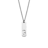 Stainless Steel Letter Rectangle Band Smooth Pendant Necklace Silver 21.65 in N91