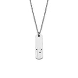 Stainless Steel Letter Rectangle Band Smooth Pendant Necklace Silver 21.65 in N91