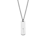 Stainless Steel Letter Rectangle Band Smooth Pendant Necklace Silver 21.65 in N91