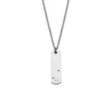 Stainless Steel Letter Rectangle Band Smooth Pendant Necklace Silver 21.65 in N91