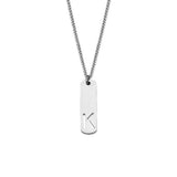 Stainless Steel Letter Rectangle Band Smooth Pendant Necklace Silver 21.65 in N91