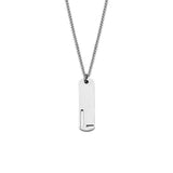 Stainless Steel Letter Rectangle Band Smooth Pendant Necklace Silver 21.65 in N91