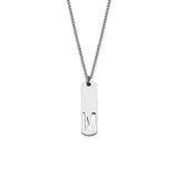 Stainless Steel Letter Rectangle Band Smooth Pendant Necklace Silver 21.65 in N91