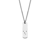 Stainless Steel Letter Rectangle Band Smooth Pendant Necklace Silver 21.65 in N91