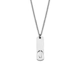 Stainless Steel Letter Rectangle Band Smooth Pendant Necklace Silver 21.65 in N91