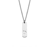 Stainless Steel Letter Rectangle Band Smooth Pendant Necklace Silver 21.65 in N91