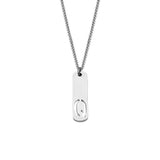 Stainless Steel Letter Rectangle Band Smooth Pendant Necklace Silver 21.65 in N91