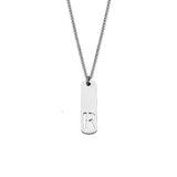 Stainless Steel Letter Rectangle Band Smooth Pendant Necklace Silver 21.65 in N91