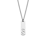 Stainless Steel Letter Rectangle Band Smooth Pendant Necklace Silver 21.65 in N91