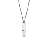 Stainless Steel Letter Rectangle Band Smooth Pendant Necklace Silver 21.65 in N91