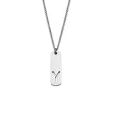 Stainless Steel Letter Rectangle Band Smooth Pendant Necklace Silver 21.65 in N91