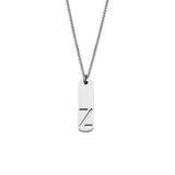 Stainless Steel Letter Rectangle Band Smooth Pendant Necklace Silver 21.65 in N91