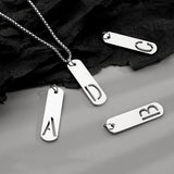 Stainless Steel Letter Rectangle Band Smooth Pendant Necklace Silver 21.65 in N91 product image 2
