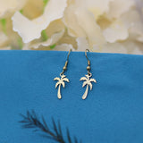 Stainless Steel Drop Tree Coconut Polished Dangle Earrings Silver Gold 1.42 in E150