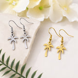 Stainless Steel Drop Tree Coconut Polished Dangle Earrings Silver Gold 1.42 in E150 product image 3