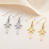 Stainless Steel Drop Tree Coconut Polished Dangle Earrings Silver Gold 1.42 in E150 product image 4