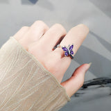 Cubic Zirconia Butterfly Fidget Spinner Polished Adjustable Open Cuff Ring Silver R100 product image 2