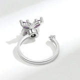 Cubic Zirconia Butterfly Fidget Spinner Polished Adjustable Open Cuff Ring Silver R100 product image 3
