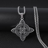Stainless Steel Knot Viking Mens Polished Star Floral Pendant Necklace Silver Gold 23.62 in N93