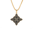 Stainless Steel Knot Viking Mens Polished Star Floral Pendant Necklace Silver Gold 23.62 in N93
