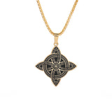 Stainless Steel Knot Viking Mens Polished Star Floral Pendant Necklace Silver Gold 23.62 in N93