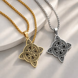 Stainless Steel Knot Viking Mens Polished Star Floral Pendant Necklace Silver Gold 23.62 in N93 product image 2