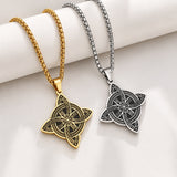 Stainless Steel Knot Viking Mens Polished Star Floral Pendant Necklace Silver Gold 23.62 in N93 product image 3