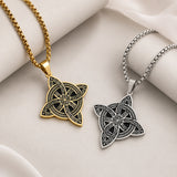 Stainless Steel Knot Viking Mens Polished Star Floral Pendant Necklace Silver Gold 23.62 in N93 product image 4