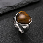 Stainless Steel Tiger Eye Heart Size 7-11 Mens Smooth Polished Oval Ring Silver R101 product image 1