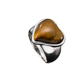 Stainless Steel Tiger Eye Heart Size 7-11 Mens Polished Triangular Ring Silver R102 product image 2