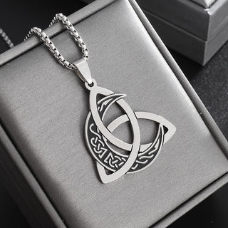 Stainless Steel Moon Viking Triskel Mens Knot Pendant Necklace Silver 23.62 in N94 product image 1