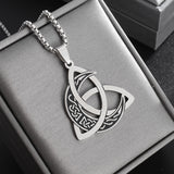 Stainless Steel Moon Viking Triskel Mens Knot Pendant Necklace Silver 23.62 in N94 product image 1