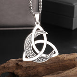Stainless Steel Moon Viking Triskel Mens Knot Pendant Necklace Silver 23.62 in N94 product image 3