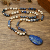 Glass Crystal Teardrop Round Quartz Jasper Amethyst Beaded Smooth Polished Square Pendant Necklace White Green Purple Red N95