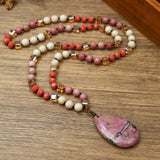 Glass Crystal Teardrop Round Quartz Jasper Amethyst Beaded Smooth Polished Square Pendant Necklace White Green Purple Red N95