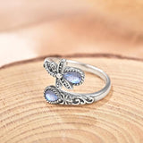 Resin Teardrop Bohemian Dragonfly Womens Polished Adjustable Cuff Ring Silver Blue R105 product image 2