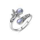 Resin Teardrop Bohemian Dragonfly Womens Polished Adjustable Cuff Ring Silver Blue R105 product image 5
