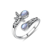 Resin Teardrop Bohemian Dragonfly Womens Polished Adjustable Cuff Ring Silver Blue R105 product image 5