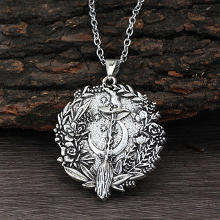 Flat Round Extender Womens Polished Textured Flower Moon Pendant Necklace Antique Silver 19.69 in N96 product image 1