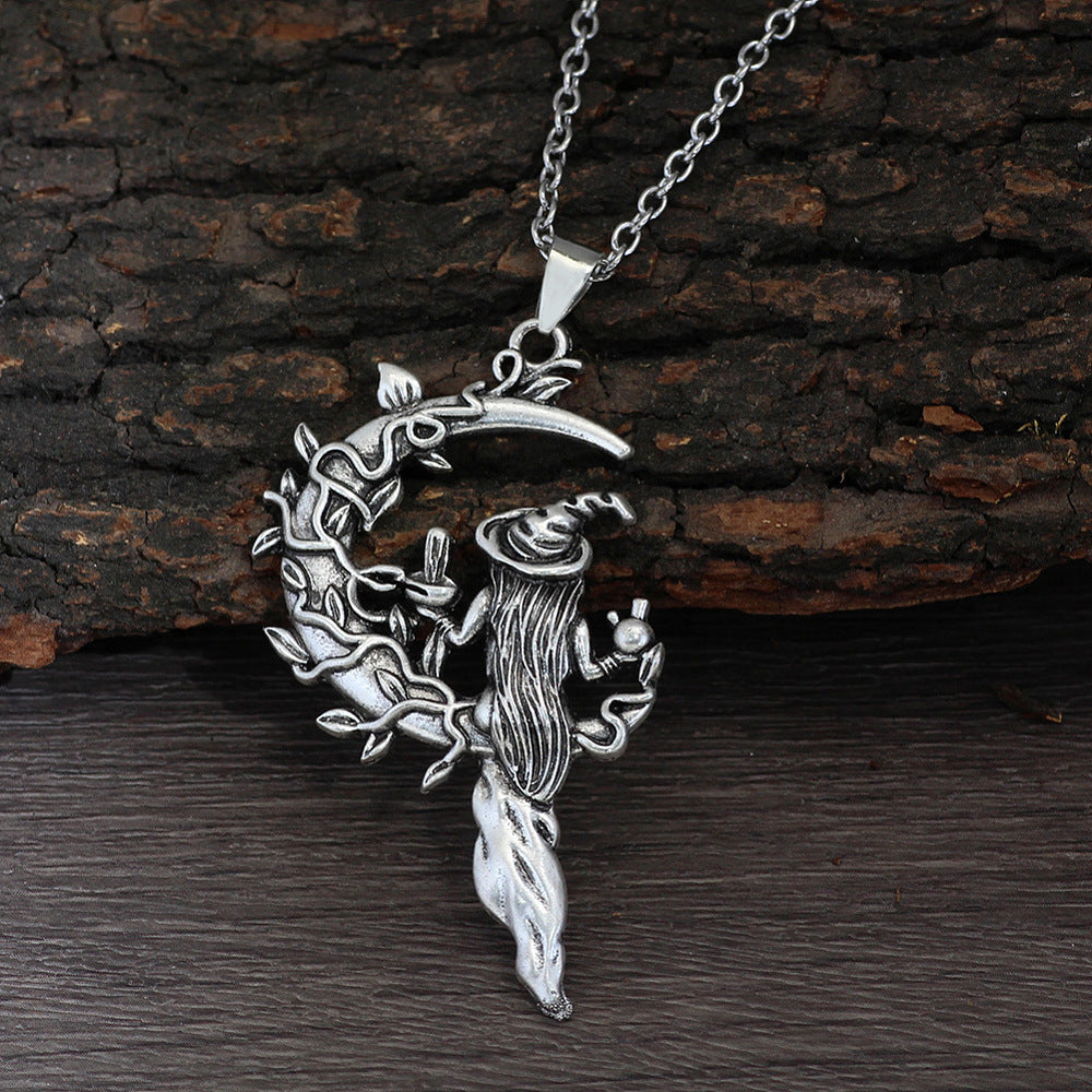 Witch Moon Extender Womens Polished Pendant Necklace Antique Silver 19.69 in N97 product image 1