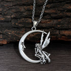 Angel Fairy Moon Extender Womens Polished Pendant Necklace Antique Silver 19.69 in N98 product image 1