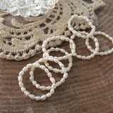 Pearl Stretch Womens Smooth Shell Round Shell-Shaped Pendant Adjustable Beaded Ring White R106 product image 1