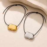 Stainless Steel Bean Shiny Adjustable Pendant Necklace Black Silver Gold 29.53 in N99 product image 1