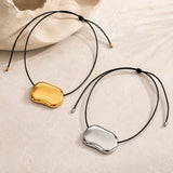 Stainless Steel Bean Shiny Adjustable Pendant Necklace Black Silver Gold 29.53 in N99 product image 2