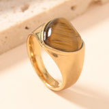 Stainless Steel Tiger Eye Heart Size 7-11 Smooth Polished Shiny Heart-Shaped Ring Gold R115