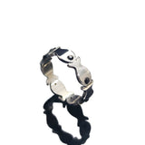 Stainless Steel Fish Rhinestone Jet Size 7 Polished Design Ring Silver Gold R117