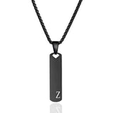Stainless Steel Letter Rectangle Box Chain Smooth Matte Heart Pendant Necklace Black 22.83 in N100