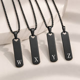 Stainless Steel Letter Rectangle Box Chain Smooth Matte Heart Pendant Necklace Black 22.83 in N100 product image 1